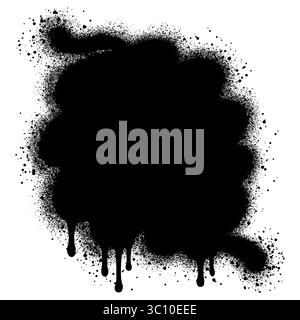 Spray a inchiostro nero, macchie di vernice spray e consistenza. Forme grunge e silhouette sporche per i tuoi progetti. Illustrazione Vettoriale