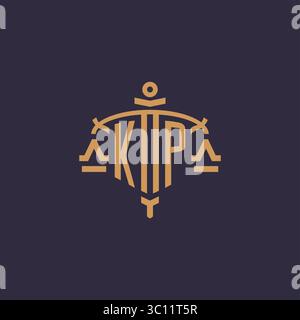 Logo KP monogramma per studio legale con scala geometrica e grafica vettoriale in stile spada Illustrazione Vettoriale