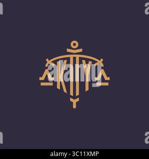 Logo KY monogramma per studio legale con scala geometrica e grafica vettoriale in stile spada Illustrazione Vettoriale