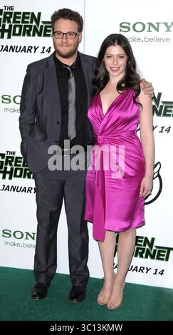 Seth Rogen e Lauren Miller alla prima di "The Green Hornet" a Los Angeles - 10 gennaio 2011 Foto Stock