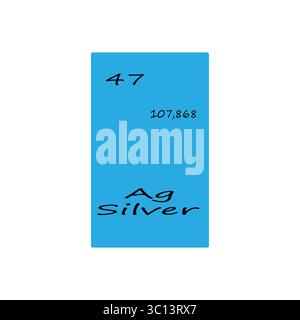 Quarantasette 47 Ag. Espositore di elementi in argento. Numero 107, punto 868. Tavola periodica vettoriale. Illustrazione Vettoriale