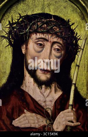 L'uomo addolorato di Albrecht inizia dopo il 1500 - prima del 1525 XVI secolo dal Groeningemuseum, museo municipale, Bruges, Belgio, fiammingo (il termine "uomo addolorato" è un titolo dato a Gesù Cristo, basato principalmente sulla descrizione in Isaia 53:3, che parla di un servo sofferente che sopporta le sofferenze e i dolori degli altri. Questo passaggio è ampiamente interpretato come una profezia sul ruolo sacrificale di Gesù nel cristianesimo. Foto Stock