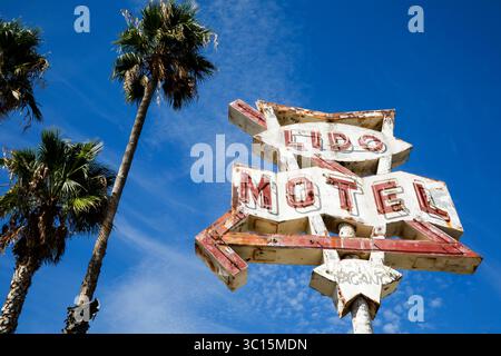 Vecchio motel sulla Route 66 a San Bernadino, California. Foto Stock