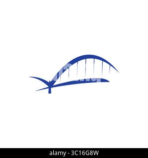 Design moderno con logo bridge. Logo vettoriale dell'icona del ponte. collezione di segnali illustrativi dell'architettura. ispirazione per il simbolo di costruzione o per i loghi. Illustrazione Vettoriale