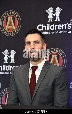 25 gennaio 2019 - Atlanta, GA, Stati Uniti - Atlanta, Georgia - venerdì, 25 gennaio 2019. Atlanta United presenta Gonzalo Martinez, appena firmato, in una conferenza stampa presso il Children's Healthcare Training Center. (Immagine di credito: © Perry McIntyre/ISIPhotos tramite cavo ZUMA) Foto Stock