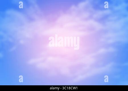 Sfondo cielo morbido e sfumato con sfumature rosa pastello e blu Foto Stock