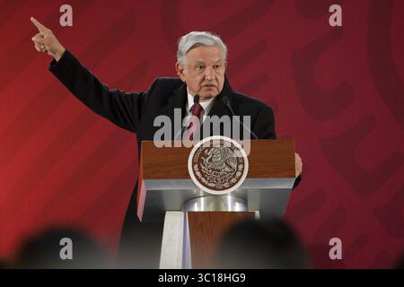 30 gennaio 2019 - Messico, Ciudad De Mexico, MESSICO - mercoledì 30 gennaio, 2019. il presidente Andres Manuel Lopez Obrador, accompagnato dal suo gabinetto di sicurezza, ha offerto la sua conferenza stampa mattutina in cui ha riferito del furto di carburante PEMEX ad Azcapotzalco a città del Messico. ANTONIO NAVA/PI (immagine di credito: © Prensa Internacional via ZUMA Wire) Foto Stock