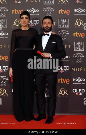 2 febbraio 2019 - Siviglia, Andalusia, Spagna - Isabel pena e Rodrigo Sorogoyen partecipano ai Goya Cinema Awards 2019 presso il Centro Fibes. (Immagine di credito: © immagini Manu Reino/SOPA tramite cavo ZUMA) Foto Stock