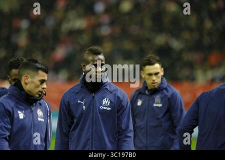 3 febbraio 2019 - Reims, Marna, Francia - l'attaccante marsigliese MARIO BALOTELLI in azione durante il campionato francese di calcio, Ligue 1 Conforama, Stade de Reims contro l'Olympique de Marseilles all'Auguste Delaune Stadium Reims - Francia..Reims ha vinto 2-1 (Credit Image: © Pierre Stevenin/ZUMA Wire) Foto Stock
