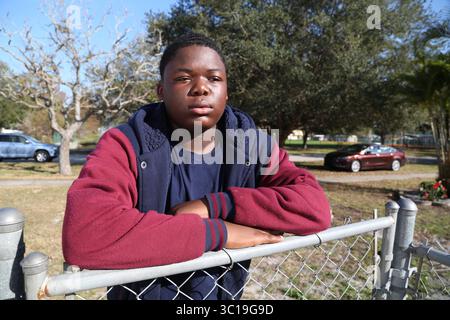 5 febbraio 2019 - St. Petersburg, Florida, Stati Uniti - SCOTT KEELER | Times.Vytrez Rice, 14 anni, è stato colpito da un ufficiale della polizia di Gulfport mentre guidava la sua moto motorizzata il 22 gennaio 2019. L'agente non aveva le luci o la sirena attivate al momento dell'incidente. (Immagine di credito: © Scott Keeler/Tampa Bay Times tramite ZUMA Wire) Foto Stock