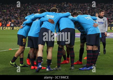 6 febbraio 2019 - Barcellona, BARCELLONA, Spagna - giocatori di Barcellona in azione durante il campionato del Re spagnolo, partita di calcio tra Barcellona e Real Madrid, 6 febbraio, allo stadio Camp Nou di Barcellona, Spagna. (Immagine di credito: © AFP7 via cavo ZUMA) Foto Stock