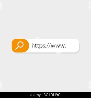 Barra di ricerca del browser. Riga dell'indirizzo del sito Web. Elemento di navigazione Internet. Interfaccia vettoriale Web. Illustrazione Vettoriale