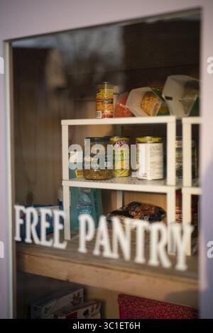 3 gennaio 2019 - St. Paul, Minnesota, U.S.A - alcuni dei prodotti del Little Free Pantry Jamie Hendricks sono stati riforniti nel suo cortile di fronte. ....Nel North End di St. Paul Jamie Hendricks ha iniziato una "piccola dispensa gratuita", come l'onnipresente "piccola biblioteca gratuita", ma per cibo e beni domestici come dentifricio e pannolini. E' uno sforzo informale di quartiere, rifornito dagli Hendricks e da chiunque voglia contribuire, con la gente benvenuta a prendere quello di cui ha bisogno. È stata fotografata giovedì pomeriggio, 3 gennaio 2019. (Immagine di credito: Jeff Wheeler/Minneapolis Star Tribune/TNS via Z Foto Stock