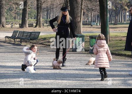 Michelle Hunziker, Sole Trussardi, Celeste Trussardi a Milano, Italia, 15 febbraio 2019 (Credit Image: © Nocredit/Soevermedia via ZUMA Press) Foto Stock