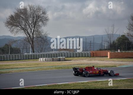 19 febbraio 2019 - Montmelo, Barcellona, Spagna - Charles Leclerc del team Ferrari sul circuito de Catalunya di Montmelo (provincia di Barcellona) duirando la sessione di test pre-stagione. (Immagine di credito: © Jordi Boixareu/ZUMA Wire) Foto Stock