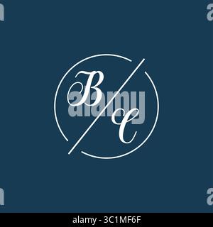 Lettera iniziale monogramma logo BC con grafica vettoriale vettoriale stile linea circolare Illustrazione Vettoriale