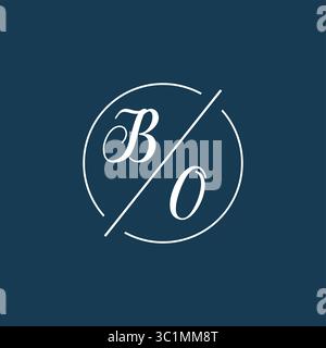 Lettera iniziale monogramma del logo BO con grafica vettoriale vettoriale stile linea circolare Illustrazione Vettoriale