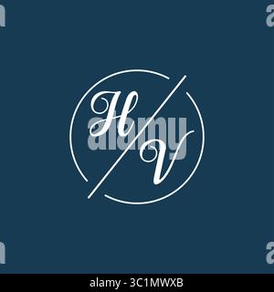Lettera iniziale logo HV monogramma con grafica vettoriale vettoriale stile linea circolare Illustrazione Vettoriale