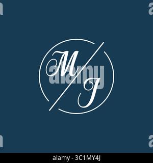 Monogramma del logo MJ con lettera iniziale con grafica vettoriale vettoriale stile linea circolare Illustrazione Vettoriale