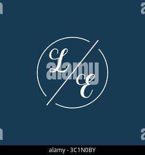Lettera iniziale monogramma logo LE con grafica vettoriale vettoriale stile linea circolare Illustrazione Vettoriale