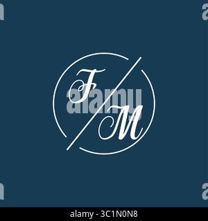 Lettera iniziale logo FM monogramma con grafica vettoriale vettoriale stile linea circolare Illustrazione Vettoriale