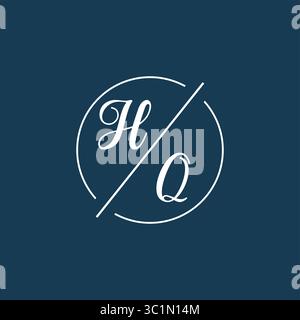 Lettera iniziale logo HQ monogramma con grafica vettoriale vettoriale stile linea circolare Illustrazione Vettoriale