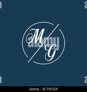 Lettera iniziale monogramma logo MG con grafica vettoriale vettoriale stile linea circolare Illustrazione Vettoriale