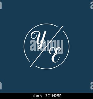 Lettera iniziale del logo YE monogramma con grafica vettoriale vettoriale stile linea circolare Illustrazione Vettoriale