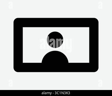 Carta d'identità foto registrazione licenza profilo di sicurezza persona persona persona Business badge dipendente icona utente Pass simbolo simbolo simbolo illustrazione bianco e nero Illustrazione Vettoriale