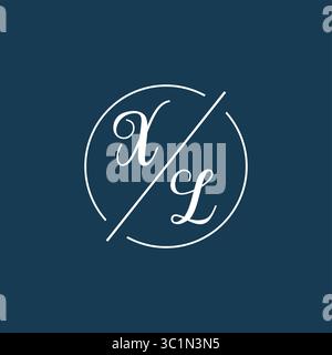 Monogramma iniziale con logo XL e grafica vettoriale vettoriale stile linea circolare Illustrazione Vettoriale