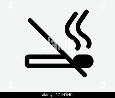 Icona vietato fumare sigarette divieto fumare non consentito non vietare restrizioni legge sulla regola regola simbolo vettore bianco nero grafica grafica grafica Illustrazione Vettoriale