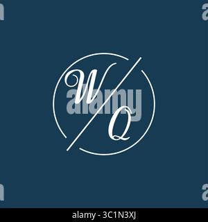Lettera iniziale monogramma logo WQ con grafica vettoriale vettoriale stile linea circolare Illustrazione Vettoriale