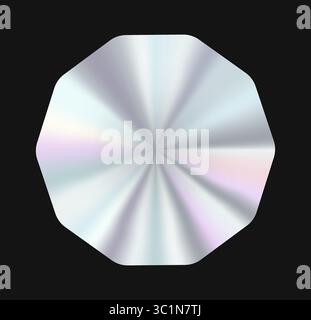 logo sfumato ottagonale con un bagliore metallico iridescente su sfondo nero. Ideale per il branding moderno, l'interfaccia utente digitale e i prodotti high-tech l Illustrazione Vettoriale