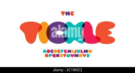 Carattere bolla astratto colorato con forme morbide e un look moderno e giocoso. Perfetto per giochi per bambini, giocattoli, compleanni, confezioni dolci, creatività Illustrazione Vettoriale