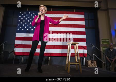 29 marzo 2019 - West Des Moines, Iowa, Stati Uniti - campagne della senatrice ELIZABETH WARREN (D-ma) per il presidente presso NOAH'S Event Venue a West Des Moines, Iowa venerdì 29 marzo 2019. (Immagine di credito: © KC McGinnis/ZUMA Wire) Foto Stock