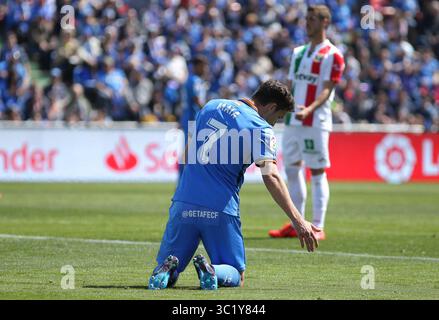 30 marzo 2019 - Getafe, Madrid, Spagna - Mata di Getafe lamentarsi durante il campionato spagnolo la Liga, partita di calcio tra Getafe e Leganes, 30 marzo, Coliseum Alfonso Perez, a Getafe, Madrid, Spagna. (Immagine di credito: © AFP7 via cavo ZUMA) Foto Stock