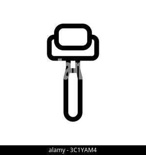 Icona rullo per pittura spugna, strumento di stampa. Icona rullo per pittura in schiuma. Semplice illustrazione con contorno nero. Forniture artistiche disegnate a mano Illustrazione Vettoriale