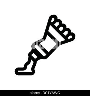 Icona del tubo di vernice aperta, contorno semplice. Strumento artistico disegnato a mano Illustrazione Vettoriale