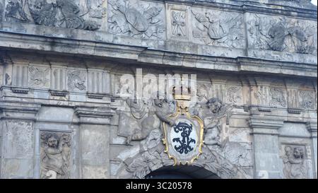 Vista dettagliata della Scultura della porta reale a Szczecin, Polonia Foto Stock
