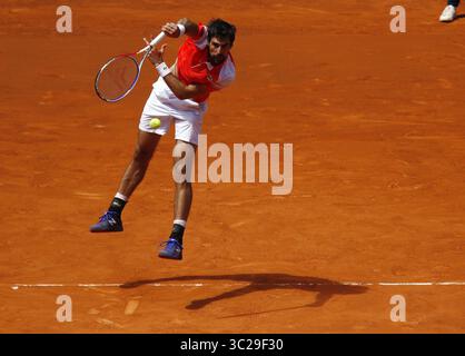 9 maggio 2019 - Madrid, Madrid, Spagna - Jeremy Chardy di Francia visto in azione contro Novak Djokovic di Serbia durante il settimo giorno del mutua Madrid Open a la Caja Magica a Madrid, Spagna. (Immagine di credito: © immagini Manu Reino/SOPA tramite cavo ZUMA) Foto Stock