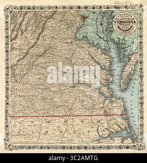 12 dicembre 2006 - USA - la mappa di Colton della sede della guerra in Virginia, pubblicata da J.H. Colton & Co., New York, 1862 (Credit Image: © JT Vintage/Glasshouse via ZUMA Wire) Foto Stock