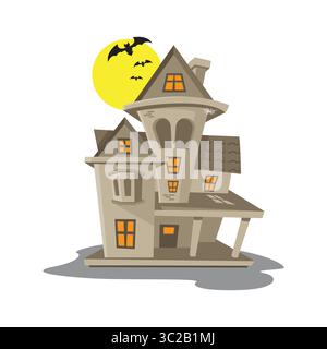 Vettore di progettazione di case infestate da fantasmi. Concetto vettoriale della casa infestata. Illustrazione Vettoriale