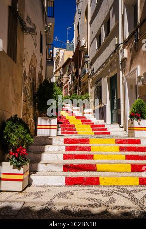 La famosa scalinata di Piazza di Spagna nella città vecchia, Calpe, Spagna Foto Stock