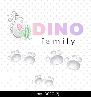 Iscrizione Dino baby, famiglia Dino con sfondo. Design per poster, schede e banner Illustrazione Vettoriale