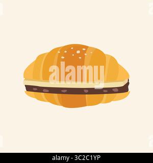 Panino giapponese salato con burro di fagioli rossi. illustrazione vettoriale Illustrazione Vettoriale