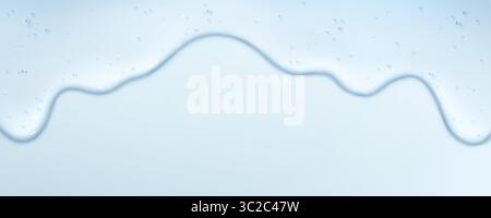 Liquido gel trasparente gocciolamento fluente verso il basso, consistenza crema cosmetica viscosa, sostanza lucida liscia con motivo ondulato per prodotti per la cura della pelle, crema idratante per il siero di bellezza sfondo pubblicitario. Illustrazione Vettoriale