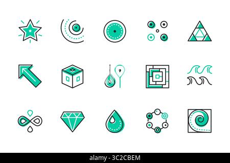 Simboli astratti - serie di icone di stile di design delle linee Illustrazione Vettoriale