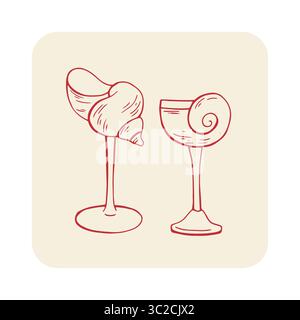 Vetro rosso vettoriale con fiocco rosso e ciliegia Illustrazione Vettoriale