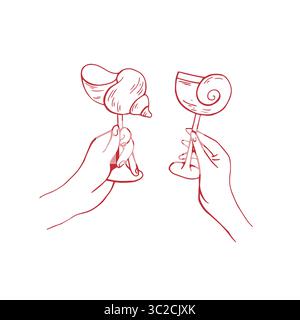 Vetro rosso vettoriale con fiocco rosso e ciliegia Illustrazione Vettoriale