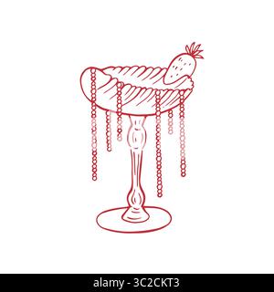 Vetro rosso vettoriale con fiocco rosso e ciliegia Illustrazione Vettoriale